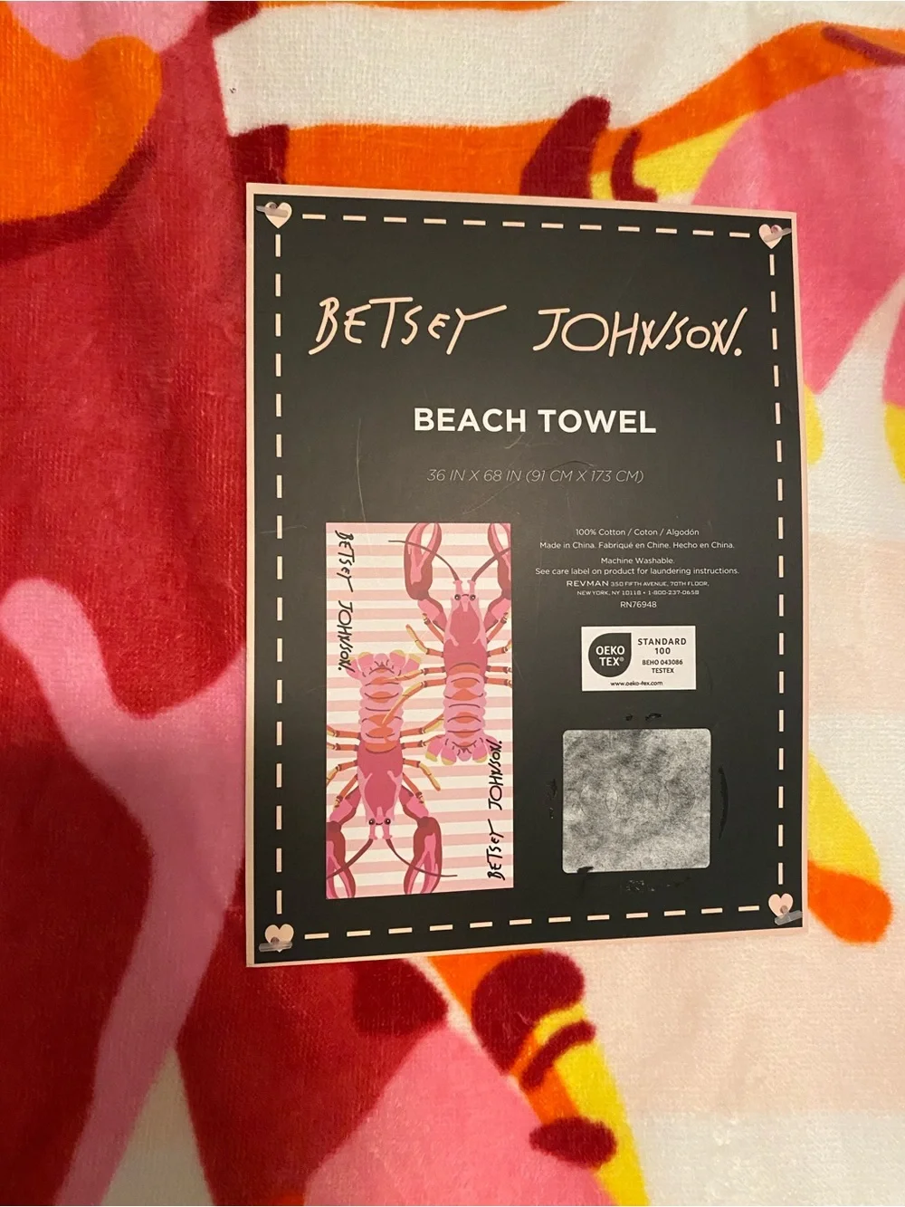 NWT Betsy Johnson Beach Towel LOBSTERS